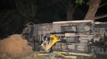 Gerak Cepat Satlantas Polres Subulussalam Tangani Laka Lantas Colt Diesel Bermuatan Sawit