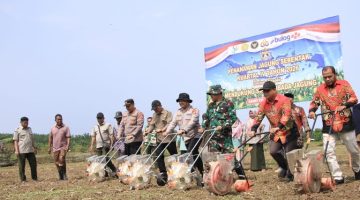 Dukung Ketahanan Pangan, Polres Aceh Barat Lakukan Penanaman Jagung Perdana dan Serahkan Bantuan Alsintan